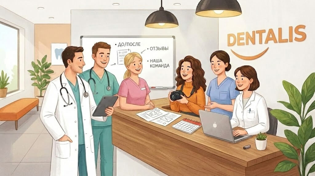 Обсуждение контента между врачами и SMM-специалистом